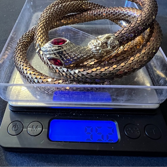 Vintage bronze mesh snake necklace belt - Picture 7 of 11